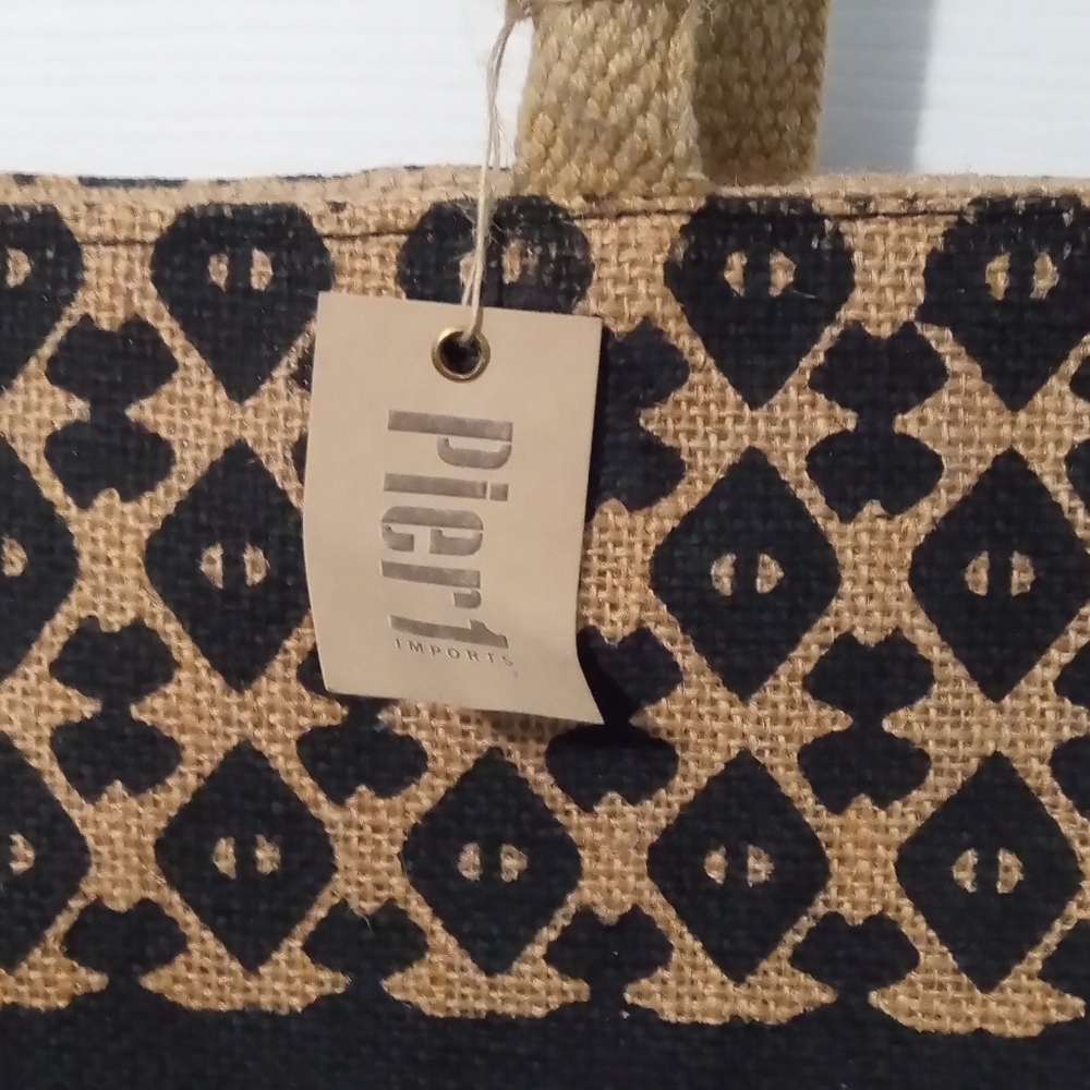 Pier 1 Black and Tan Tote Bag - Picture 2 of 5